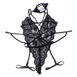 Subblime - Costume De Police Corps En Dentelle Noir S/M